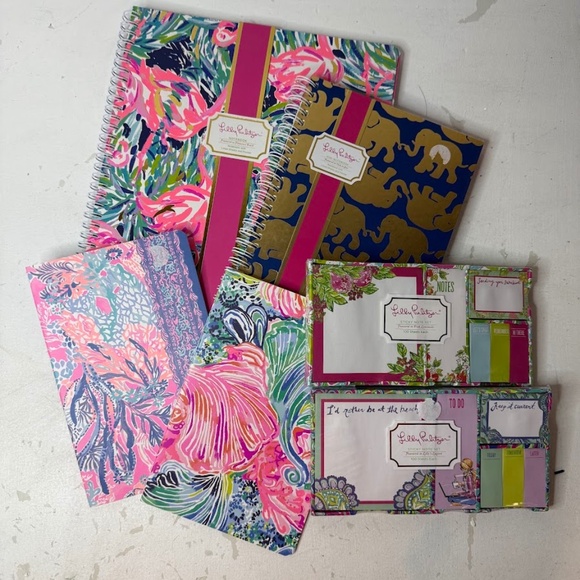 Lilly Pulitzer Stationary Lot Notebooks Planner Workout Planner Sticky Notes - Picture 1 of 6